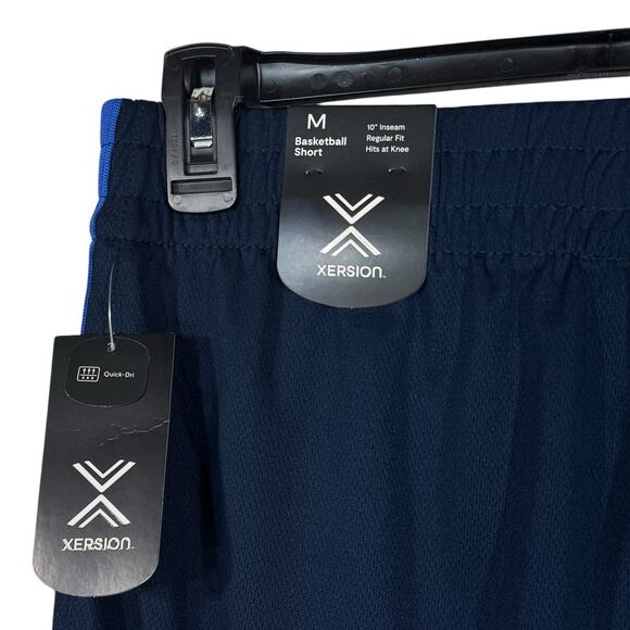 Xersion Medium Mens Basketball Shorts Quick-Dry Stretch Pockets Drawstring Blue - Picture 5 of 7